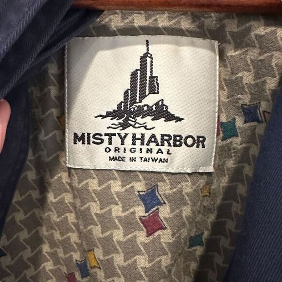 Misty Harbor Button Front Lined Trench Coat Navy Blue Size 16 - Picture 2 of 6